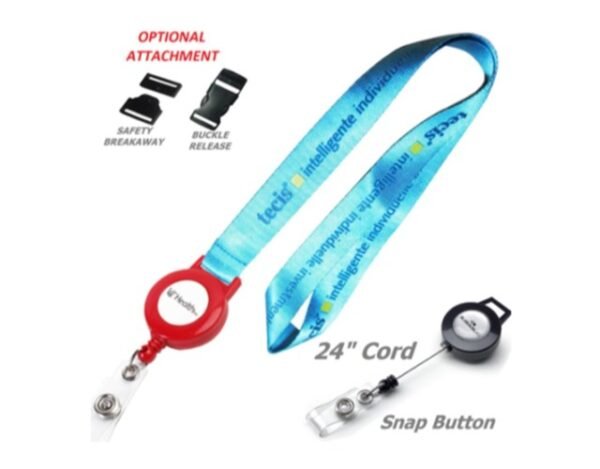 3/4" Nylon Custom Lanyard w/ Retractable Badge Reel