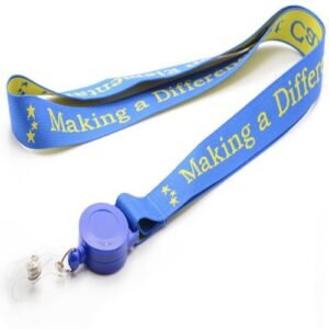 3/4" Custom Printed Woven Lanyards w/ Retractable Reel Combo 3/4" Custom Printed Woven Lanyards w/ Retractable Reel Combo
