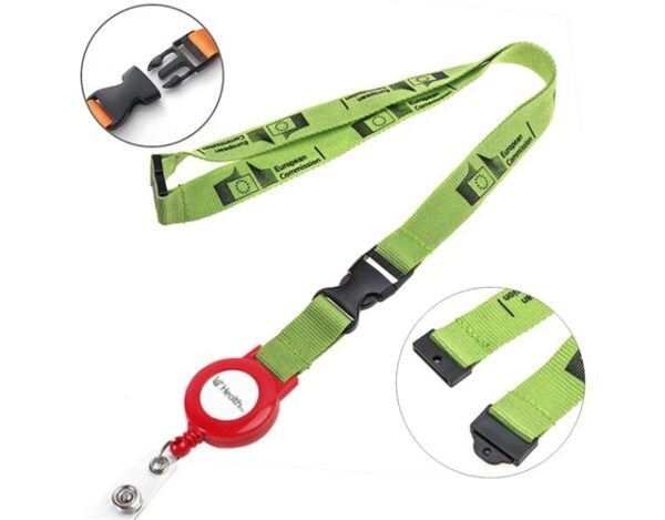 3/4" Polyester Lanyard Badge Reel Combo w/ Safety Breakaway & Buckle Release