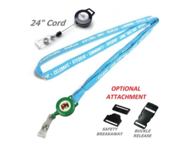 Custom Printed 1/2" Tube Lanyard with Retractable Reel Combo
