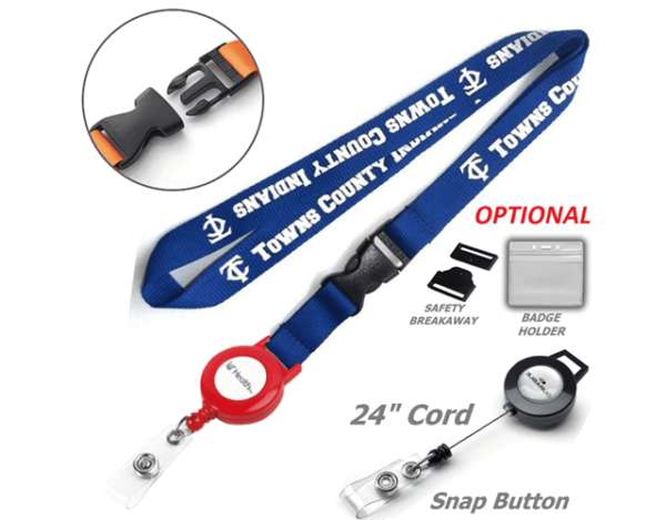 3/4" Polyester Combo Badge Reel Lanyard w/ Buckle Release