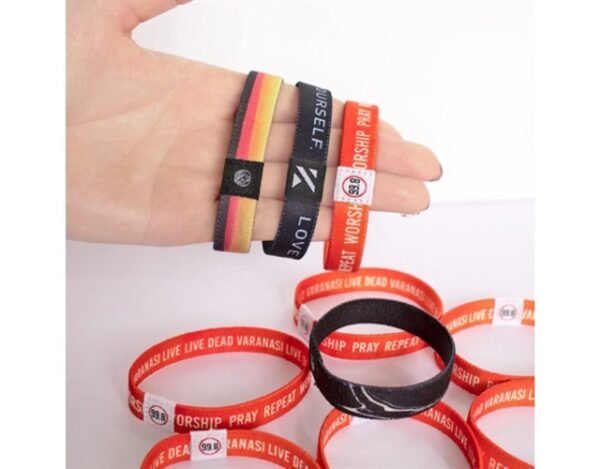 1/2" Sublimated Elastic Event Wristband w/ Customizable Woven Label