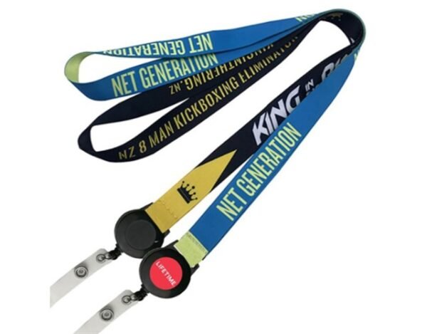 5/8" Custom Dye Sublimation Lanyards W/ Retractable Reel Combo 5/8" Custom Dye Sublimation Lanyards W/ Retractable Reel Combo