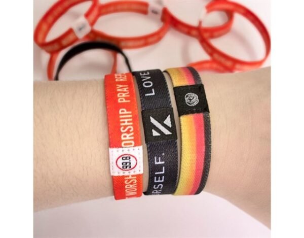 1/2" Sublimated Elastic Event Wristband w/ Customizable Woven Label